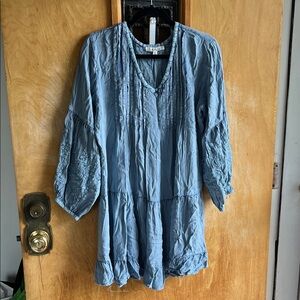 Women's Blue Boho Tunic Dress